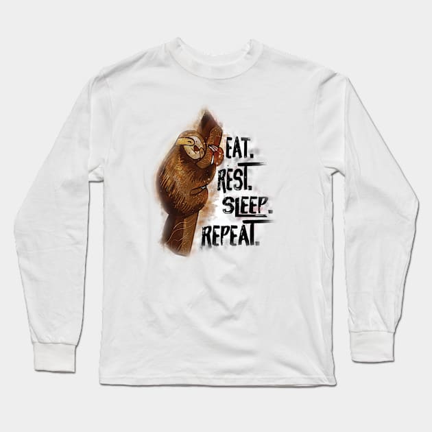 Eat Rest Sleep Repeat Long Sleeve T-Shirt by FB Designz